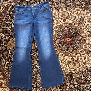 Ever flex midrise Blue Women's Jeans 14 elastic in waist has bell bottom flare